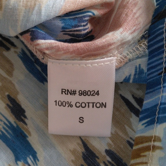 House Of Harlow 1960 Size Small Blue Abstract Floral Ruffle Tiered Sleeve Top - Picture 10 of 11